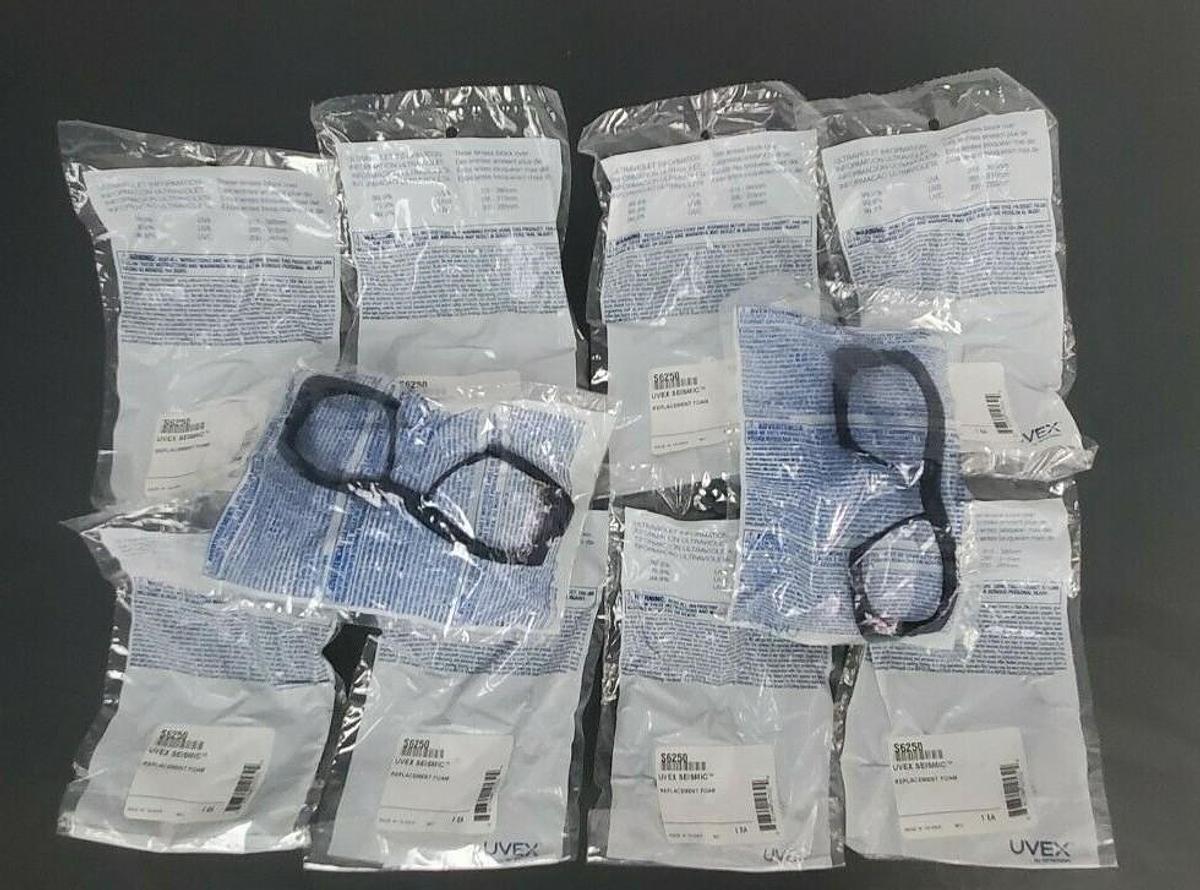 Used LOT OF 10 NEW UVEX SPERIAN S6250 SEISMIC REPLACEMENT FOAM GLASSES/GOGGLES FRAMES
