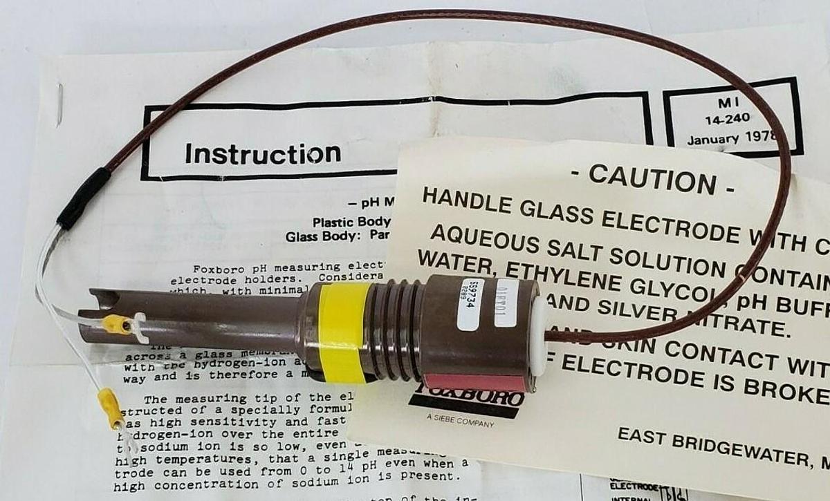 Used NEW FOXBORO Q0104PE pH MEASUREMENT ELECTRODE QO1O4PE QO104PE