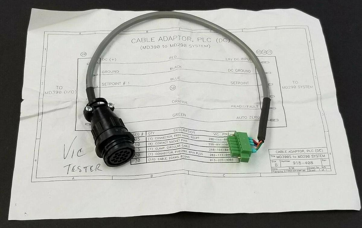 NEW GENERIC 918-408 PLC CABLE ADAPTER MD390 TO MD290 SIZE: B W/ 206043-3 E118830