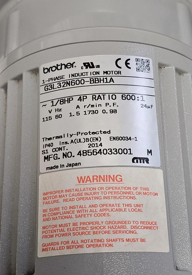 Nissei GTR G3L32N600-BBH1 1-Phase Induction Gearmotor Parallel Shaft Ratio 600:1