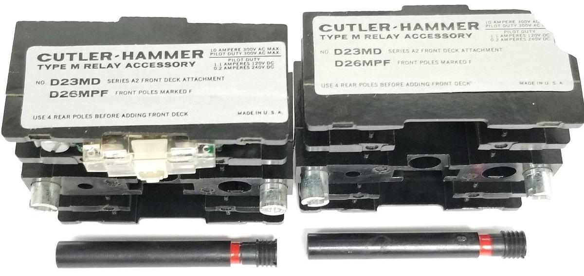 Used LOT OF 2 CUTLER HAMMER D23MD10 RELAY ACCESSORY FRONT DECKS