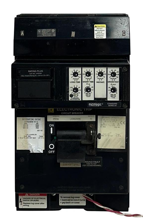 Used SQUARE D LX36200G micrologic ELECTRONIC TRIP CIRCUIT BREAKER 250A SERIES B USNP