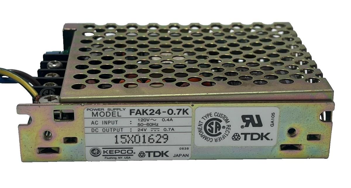 Used TDK FAK24-0.7K Power Supply 24VDC 0.7A KEPCO FAK Series AC Input Open Frame
