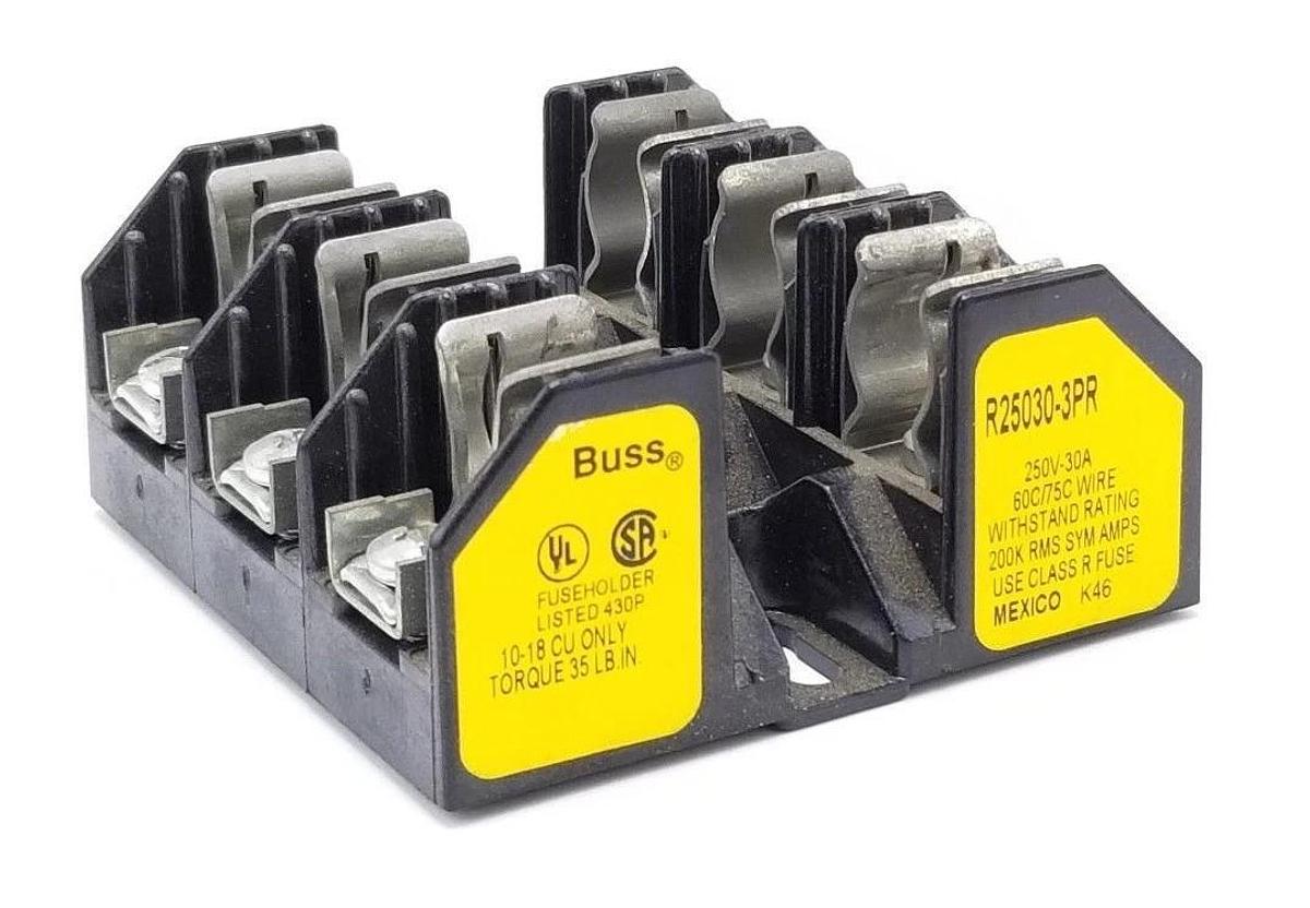 Used BUSS R25030-3PR FUSEHOLDER, 250V, 30AMP, 3POLE, R250303PR