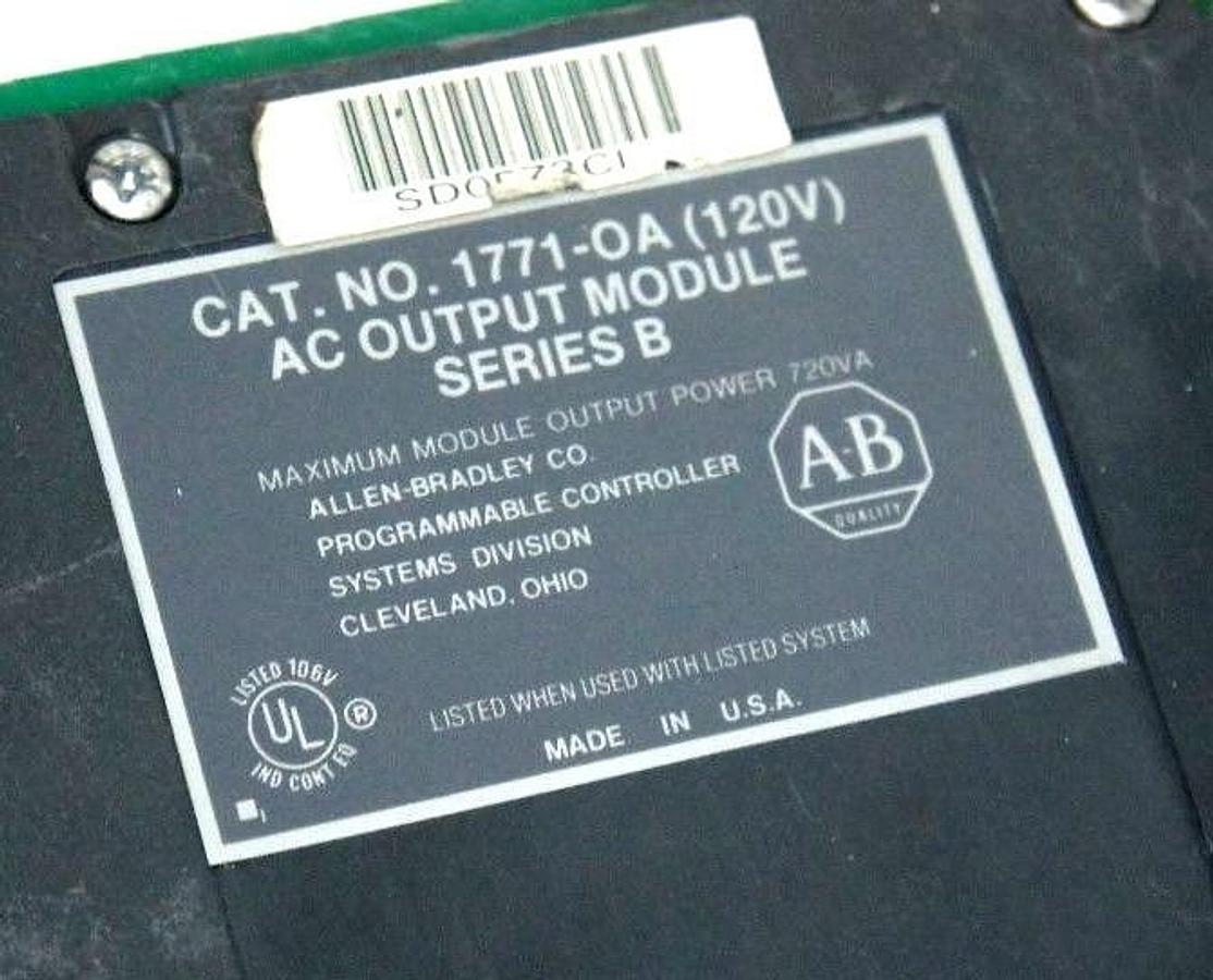 Used LOT OF 14 ALLEN BRADLEY 1771-OA (120V) AC OUTPUT MODULES SER B, 120V, 1771OA