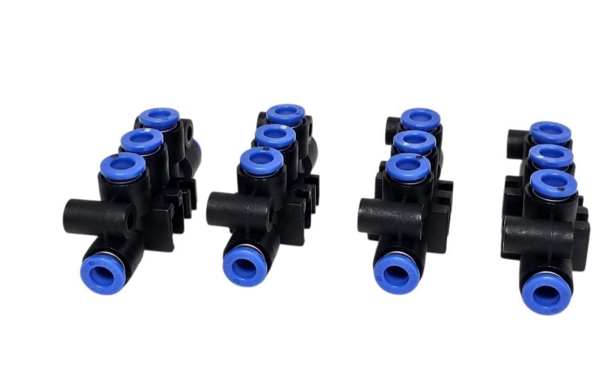 LOT OF 4 NEW SMC KM16-06-06-3 FITTINGS MANIFOLD KM SERIES ONE-TOUCH KM1606063