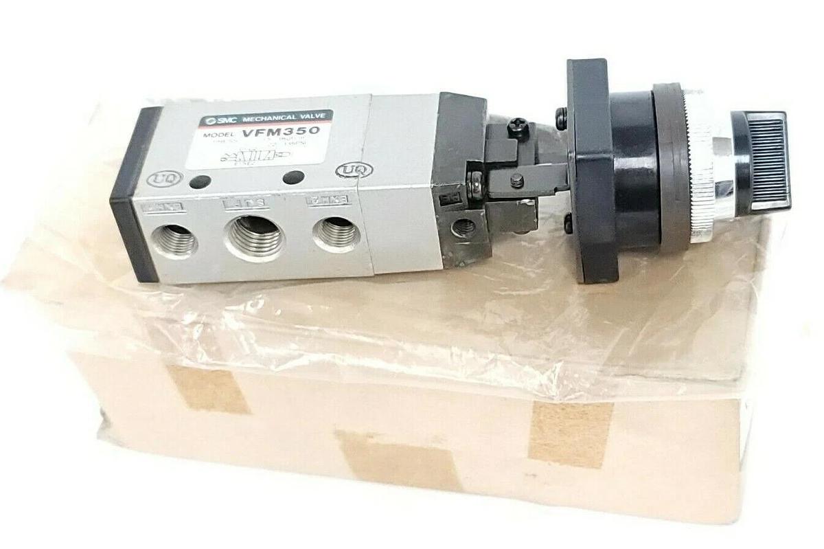 Used NIB SMC VFM350-02-34B 5-PORT MECHANICAL VALVE - RUBBER SEAL VFM3500234B