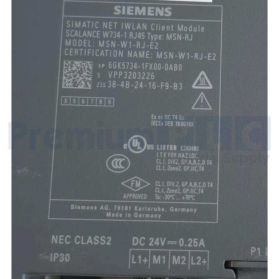 Used SIEMENS 6GK5734-1FX00-0AB0 SIMATIC NET IWLAN CLIENT MODULE SCALANCE W734-1 RJ45
