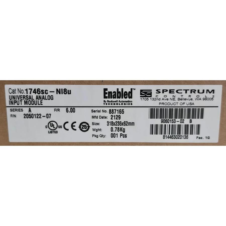 Used SPECTRUM CONTROLS ALLEN BRADLEY 1746sc-NI8u /A SLC 500 ANALOG INPUT MODULE NSFS
