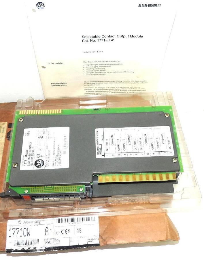 Used ALLEN BRADLEY 1771-OW/A SELECTABLE CONTACT OUTPUT MODULE SER. A REV. H01