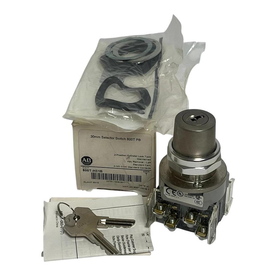 Allen-Bradley 800T-H31B 30mm 2-Position Keyed Selector Switch - NSMP