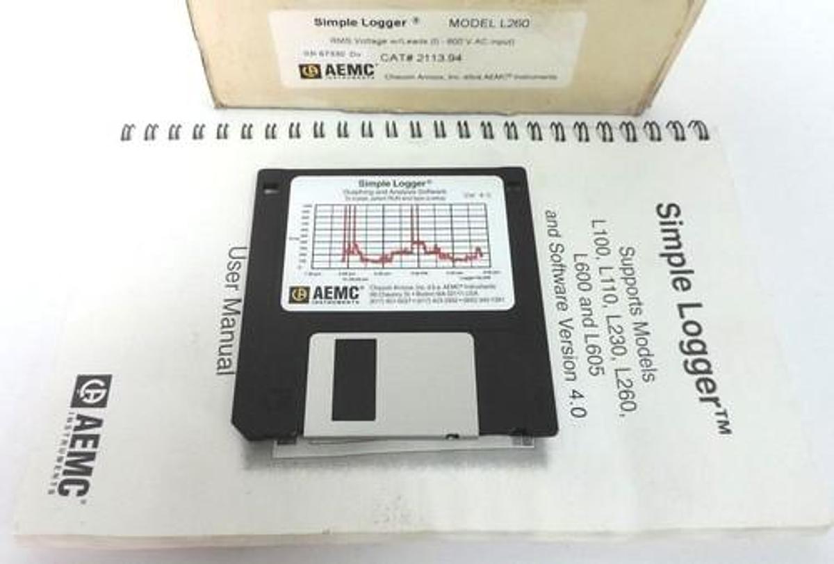 Used AEMC SIMPLE LOGGER SOFTWARE VER. 4.0 & MANUAL L100, L110, L230, L260, L600, L605