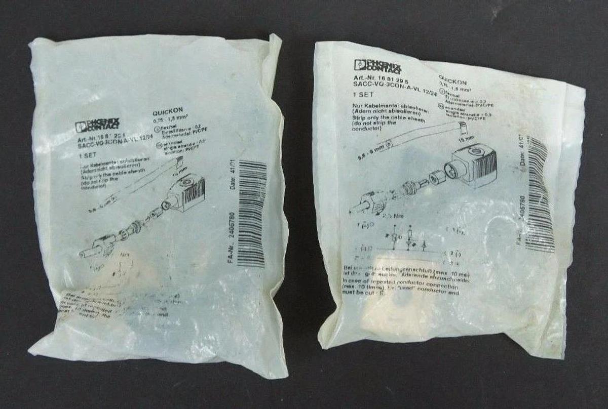 Used LOT OF 2 NIB PHOENIX CONTACT 1681295 ACTUATOR PLUGS SACC-BQ-3CON-A-VL 12/24