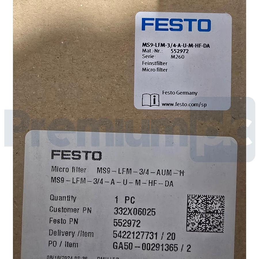 Festo MS9-LFM-3/4-AUM-HF-DA | 552972 MS Micro Filter 0.01μm G3/4 0-20 bar NSMP