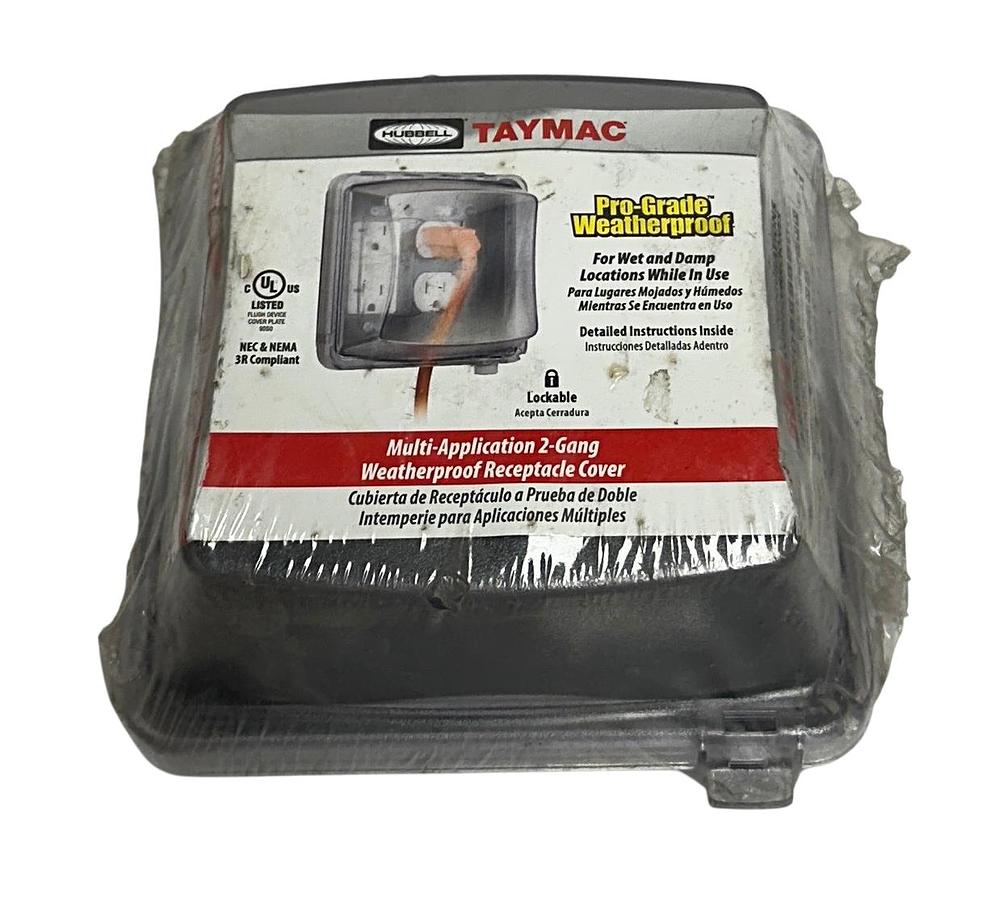 Used HUBBELL TAYMAC MM2410C MULTI-APPLICATION 2-GANG WEATHERPROOF COVER 55 IN 1 NSMP