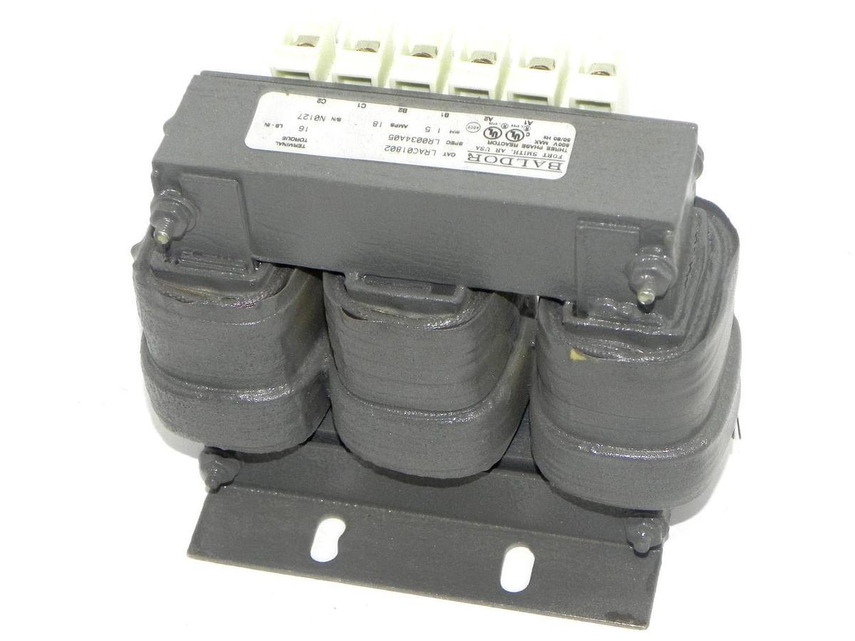 NIB BALDOR LRAC01802 THREE PHASE REACTOR SPEC. LR0034A05 AMPS 18