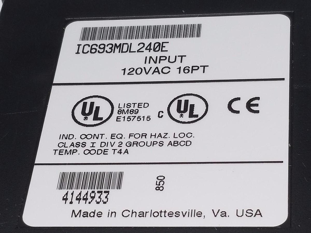 Used GE FANUC IC693MDL240E INPUT MODULE 120VAC INPUT 16PT MISSING WIRING TERMINAL