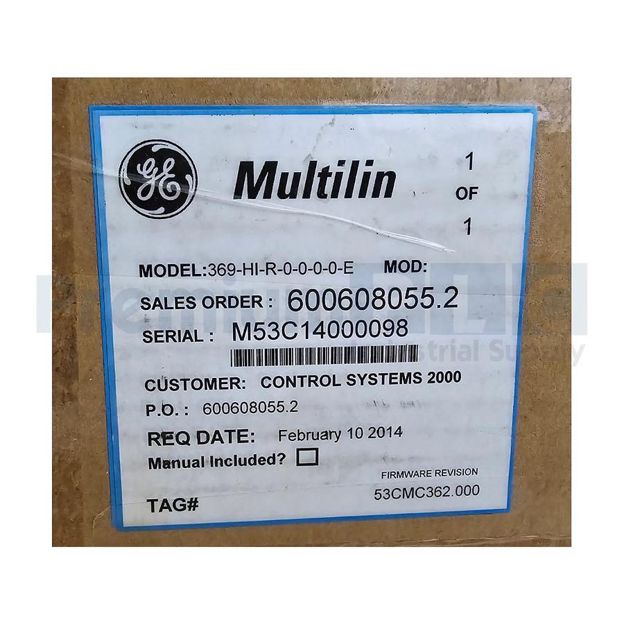 Used GE Multilin 369 Legacy MOTOR MANAGEMENT PROTECTION RELAY 369-HI-R-0-0-0-0-E NSMP