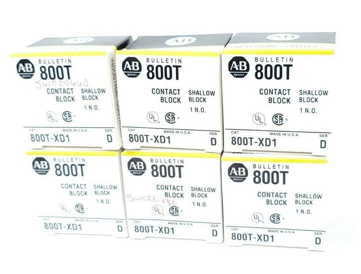 Used LOT OF 6 NIB ALLEN BRADLEY 800T-XD1 CONTACT BLOCKS 800TXD1, SER. D