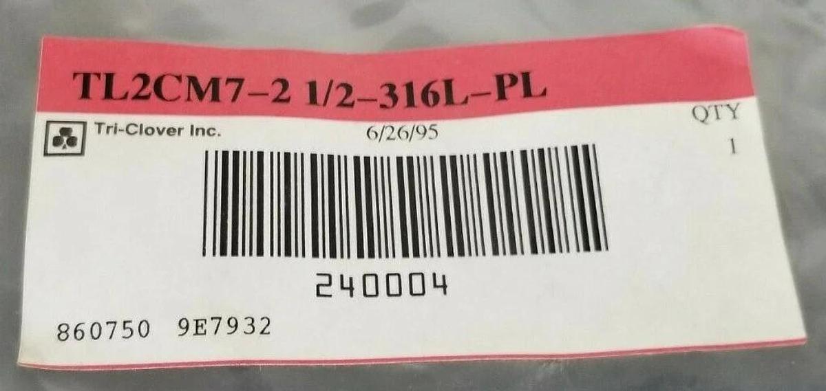 Used NEW TRI-CLOVER INC. TL2CM7-2 1/2-316L-PL 90 DEG. ELBOW 240004 TL2CM721/2316LPL