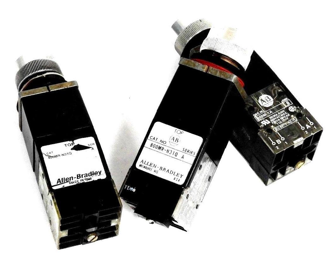 Used LOT OF 3 ALLEN BRADLEY 800MR-N31Q OPERATORS SER. A W/ 800M-XA SER. B CONTACTS