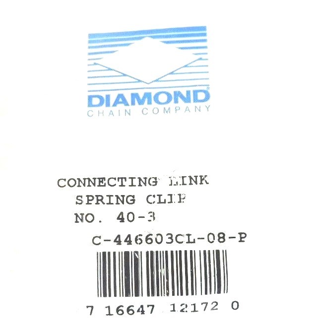 NEW DIAMOND C-446603CL-08-P CONNECTING LINK SPRING CLIP NO. 40-3