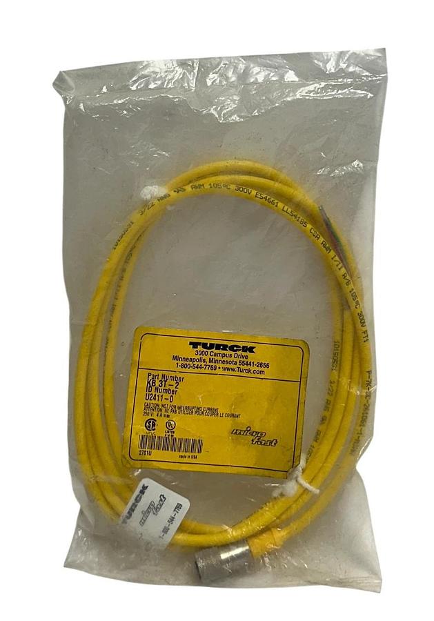 Used TURCK KB 3T-2 / U2411-0 MICROFAST CORDSET SINGLE-ENDED FEMALE 2M LENGTH NSFS