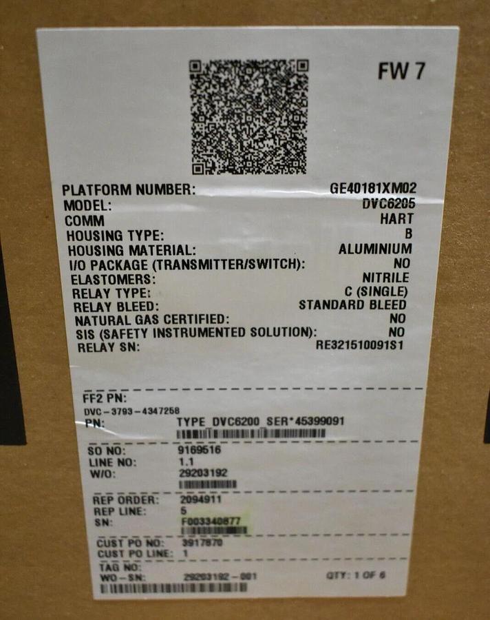 FISHER FIELDVUE DVC6205 /DVC6200 DIGITAL VALVE CONTROLLER COMM: HART NSMP