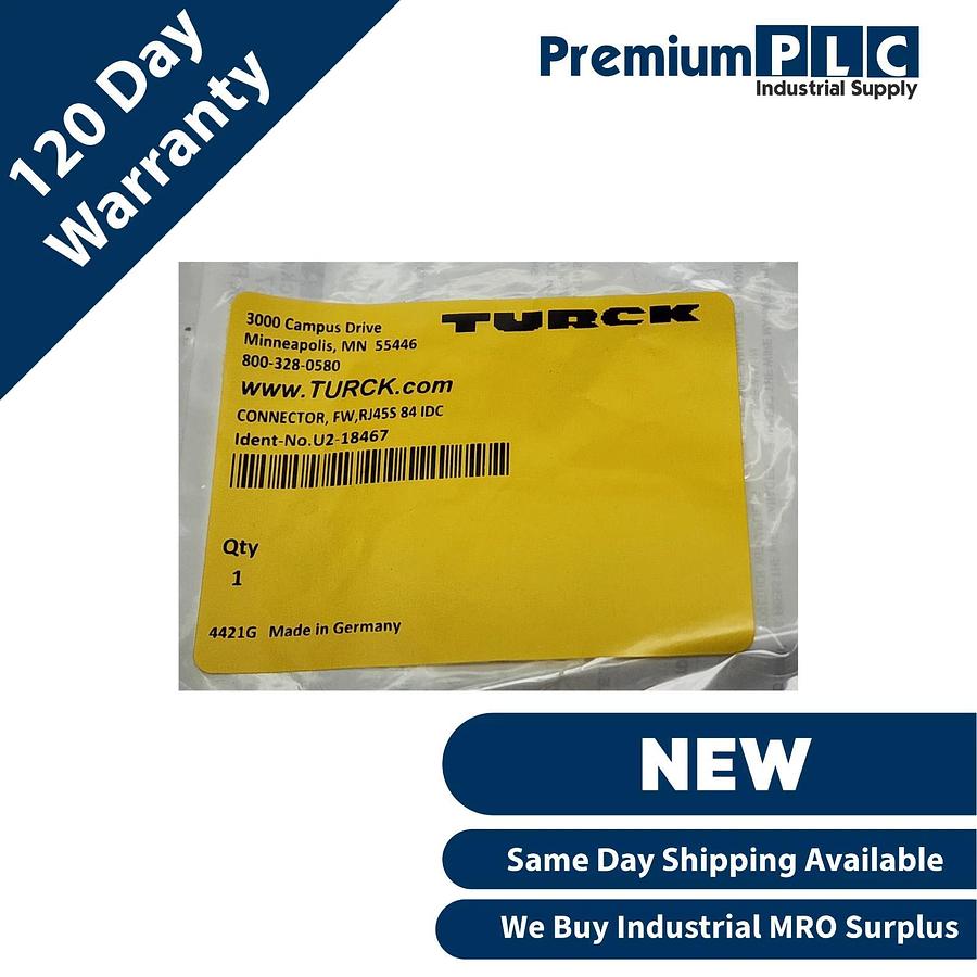 Used NEW TURCK U2-18467 U2 Series CONNECTOR, FW, RJ45S 84 IDC ETHERNET FIELD WIREABLE