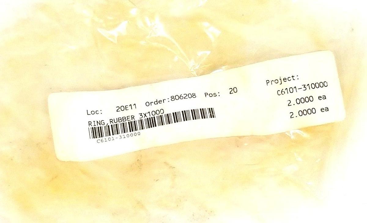 Used LOT OF 2 NEW GENERIC 3X1000 RUBBER RINGS, C6101-310000