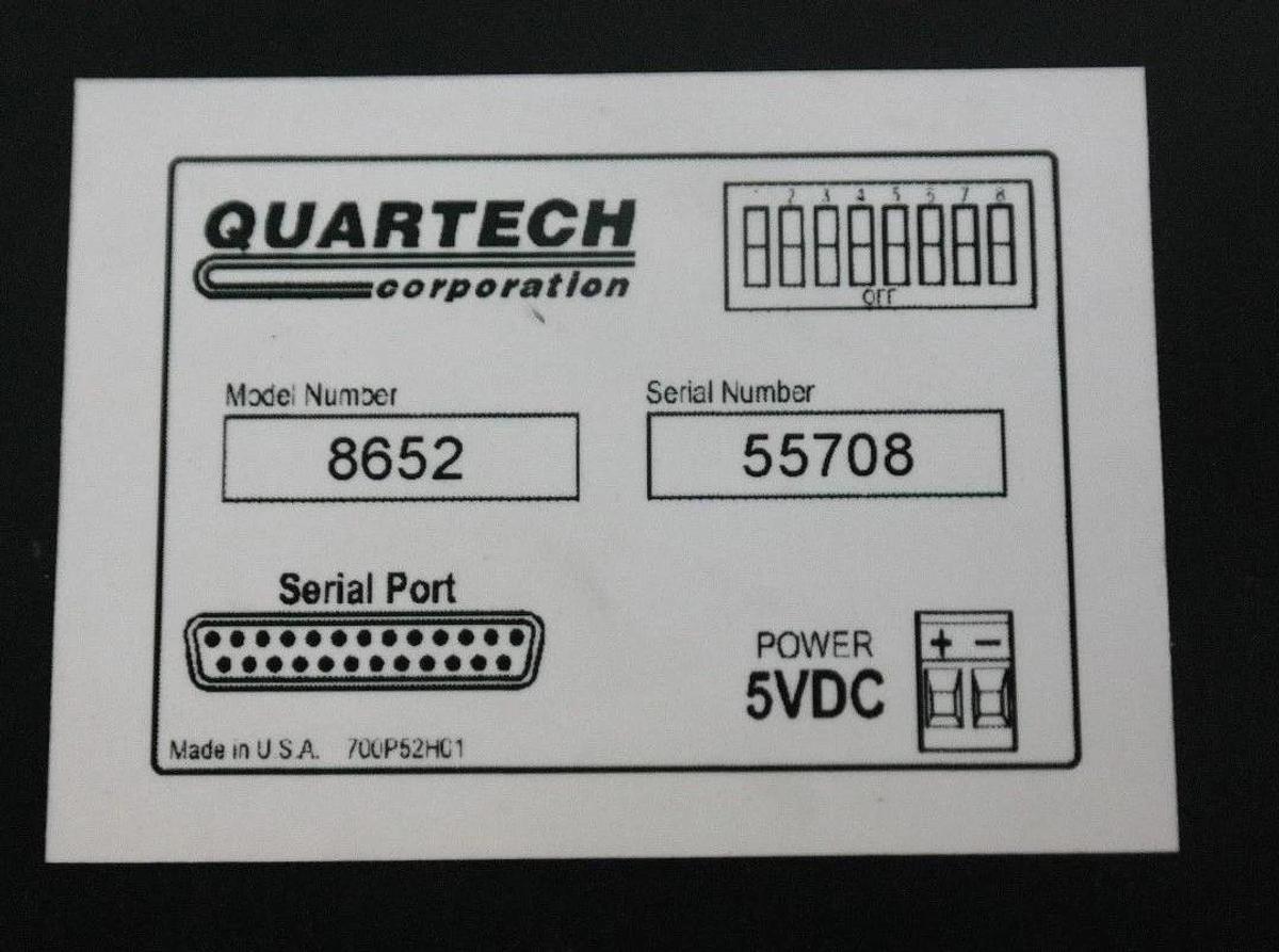 Used QUARTECH 8652 PLC PROGRAMMING INTERFACE 16-KEY 5VDC