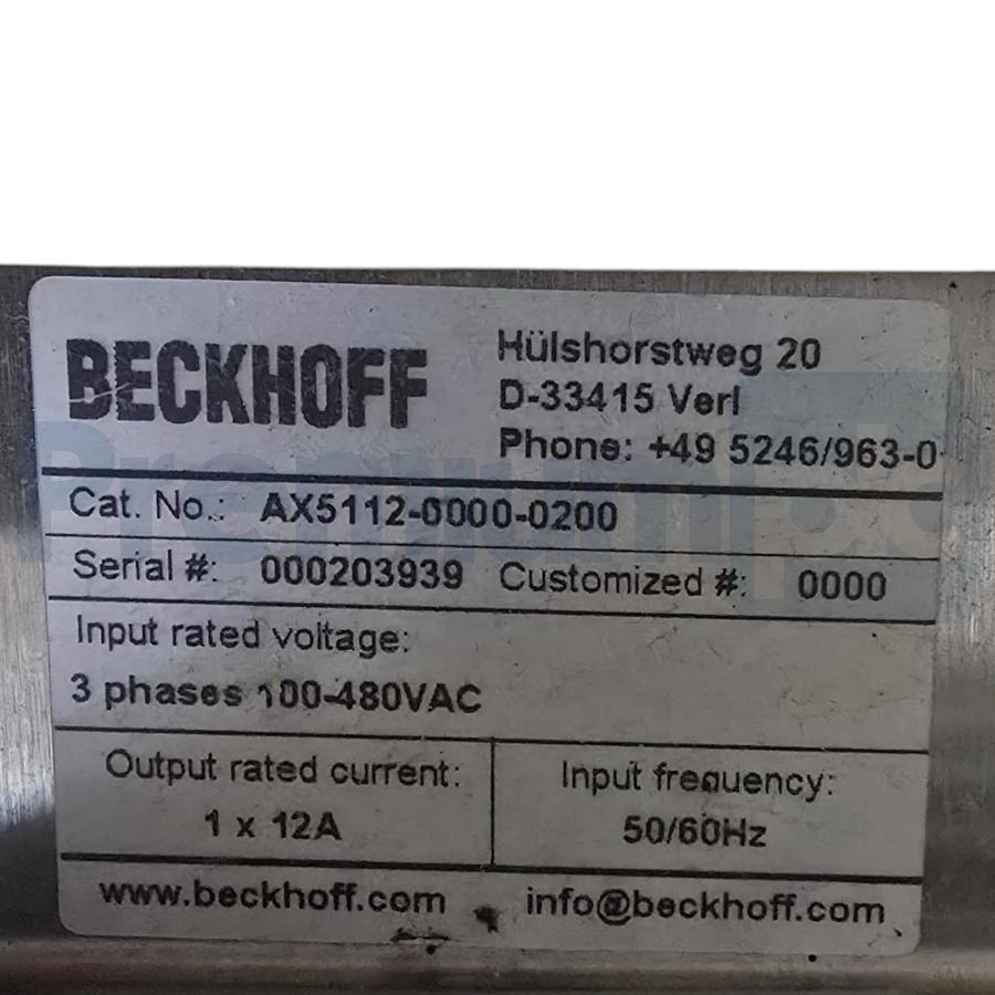 Beckhoff AX5112-0000-0200 AX5000 Digital Servo Drive 1-Ch 12A EtherCAT NSNP