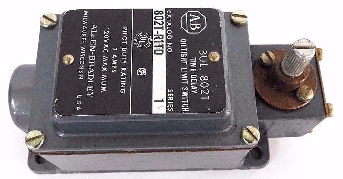 Used NEW ALLEN BRADLEY 802T-R1TD SER. 1 LIMIT SWITCH 802TR1TD 3AMPS, 120VAC MAX.