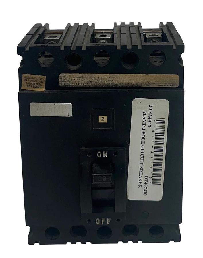 Used SQUARE D FAL-34020 / FAL34020 INDUSTRIAL CIRCUIT BREAKER 3-POLE 20A 480VAC USNP