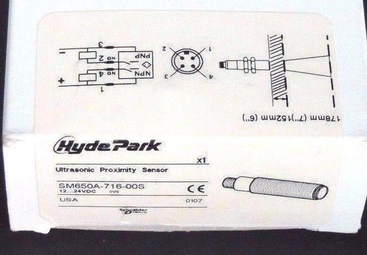 Used NIB HYDE PARK SM650A-716-00S ULTRASONIC PROXIMITY SENSOR SM650A71600S