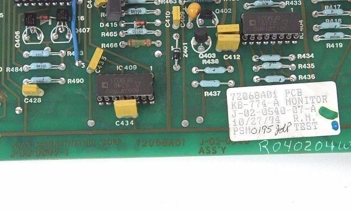 Refurbished REPAIRED AJAX MAGNETHERMIC 72068A01 BOARD, J-02-0547-1