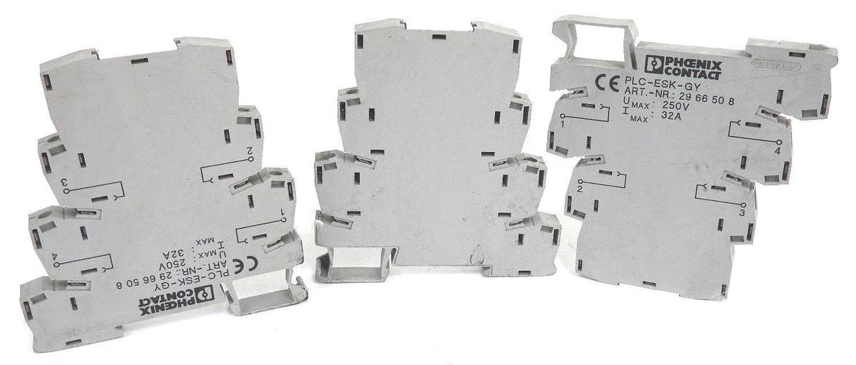 Used LOT OF 3 PHOENIX CONTACT PLC-ESK-GY TERMINAL BLOCKS ART. NR. 2966508 25V, 32A