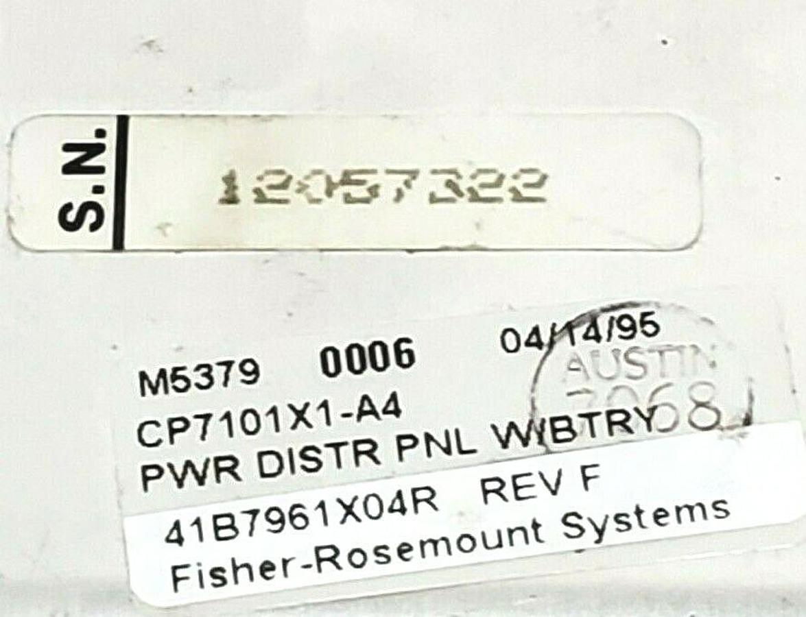 Used FISHER ROSEMOUNT 41B7961X04R UNIT FROM CP7101X1-A4 POWER DISTRIBUTION PANEL