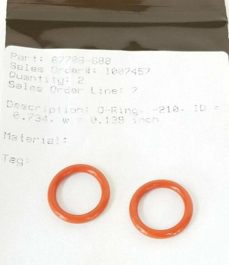 Used LOT OF 2 NEW BAUMANN 87706-688 O-RINGS -210 ID=0.734 W=0.139 IN. 87706688