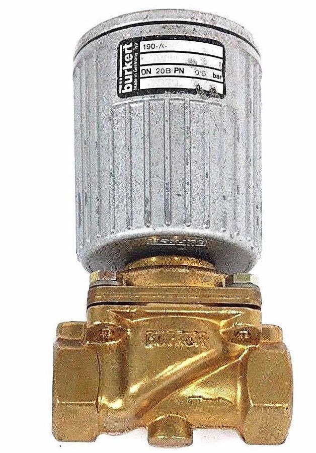 NEW BURKERT 190-A 220V60HZ SOLENOID VALVE DN 20B PN 0-5 BAR LUPE DIN 3/4"