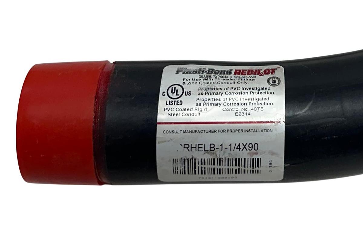 Used 6 PLASTI-BOND PRHELB-1-1/4X90 / PRHELB114X90 REDH2OT PVC COATED ELBOWS NSMP
