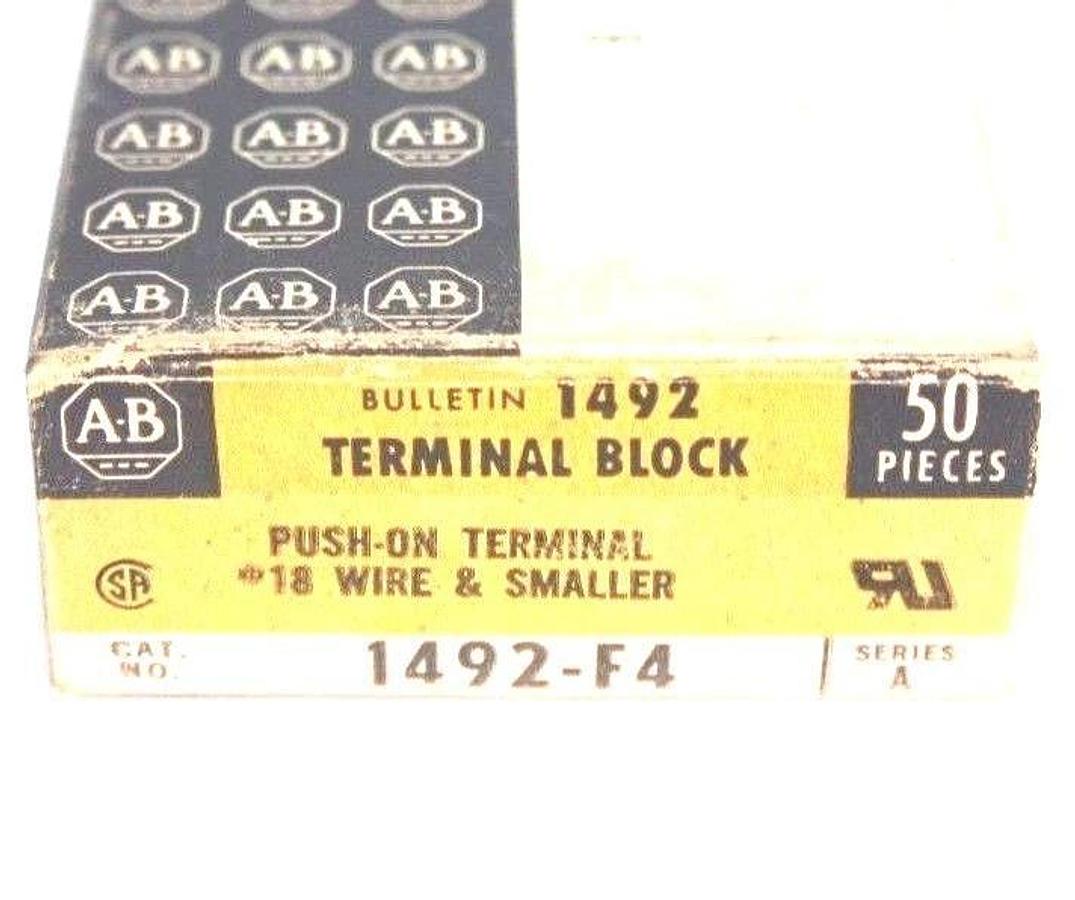 Used BOX OF 45 NEW ALLEN BRADLEY 1492-F4 SER. A TERMINAL BLOCKS 1492F4