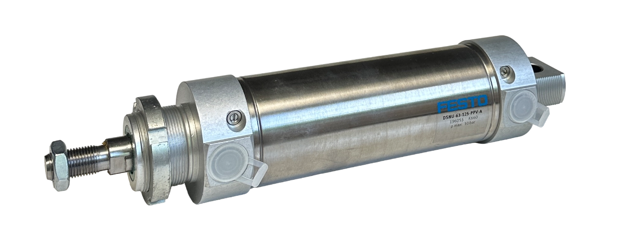 Used NEW FESTO DSNU-63-125-PPV-A / 196055 PNEUMATIC ROUND CYLINDER 125mm STROKE NSNP