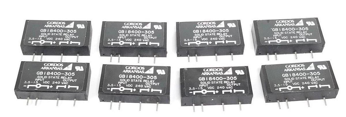 Used LOT OF 8 GORDOS ARKANSAS GB18400-305 SOLID STATE RELAYS GB18400305, 240 VAC