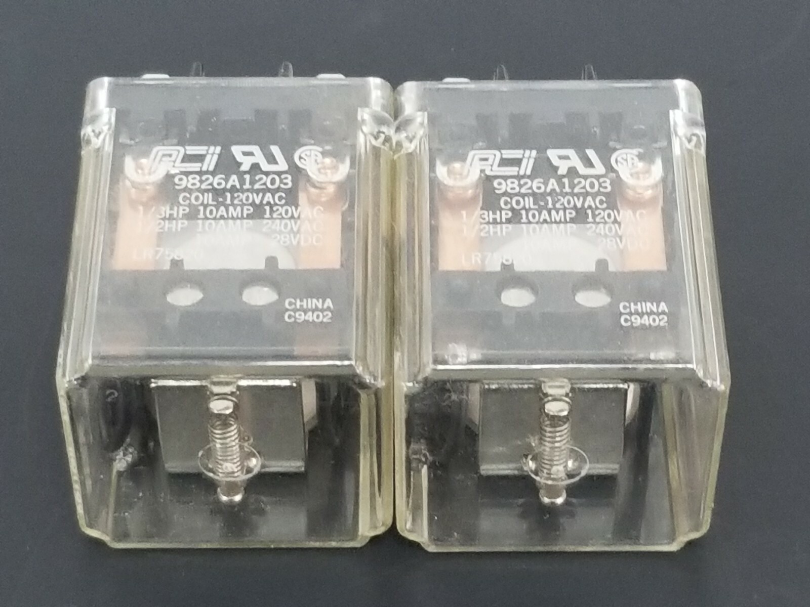 Used LOT OF 2 ACI 9826A1203 RELAYS COIL: 120VAC