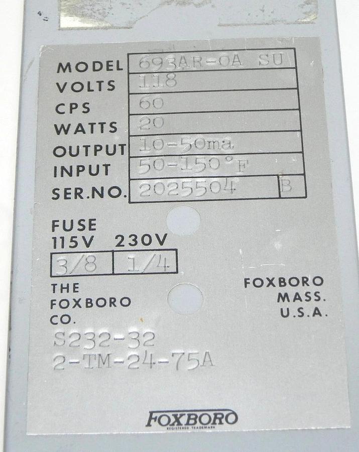 Used FOXBORO 693AR-0A EMF CONVERTER M/693A