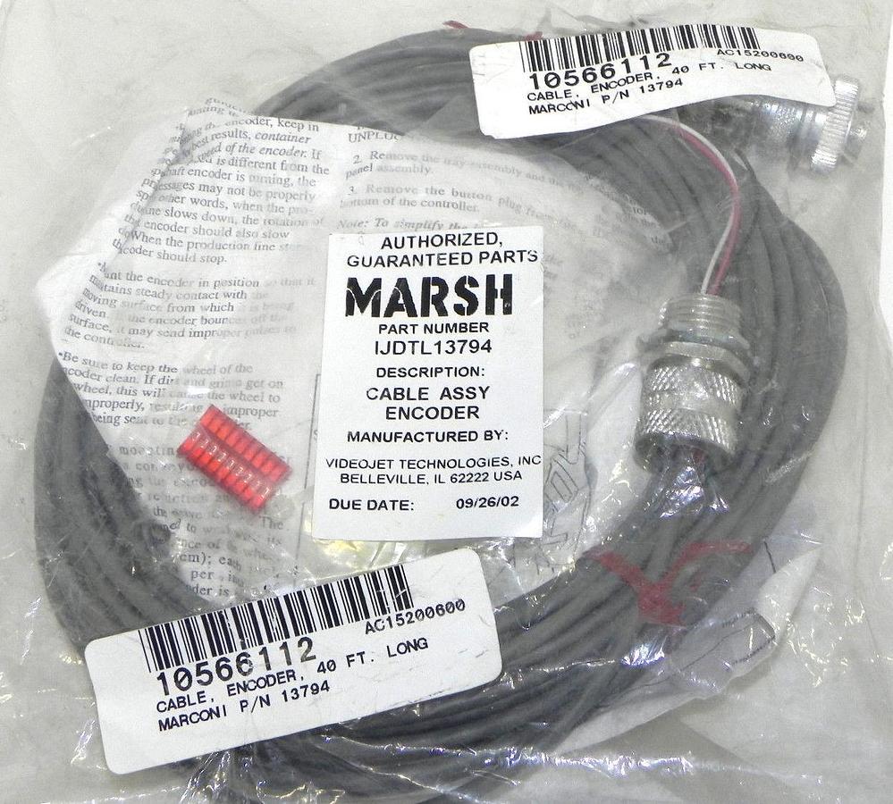 Used NEW MARSH IJDTL13794 CABLE ASSY ENCODER 40' LONG