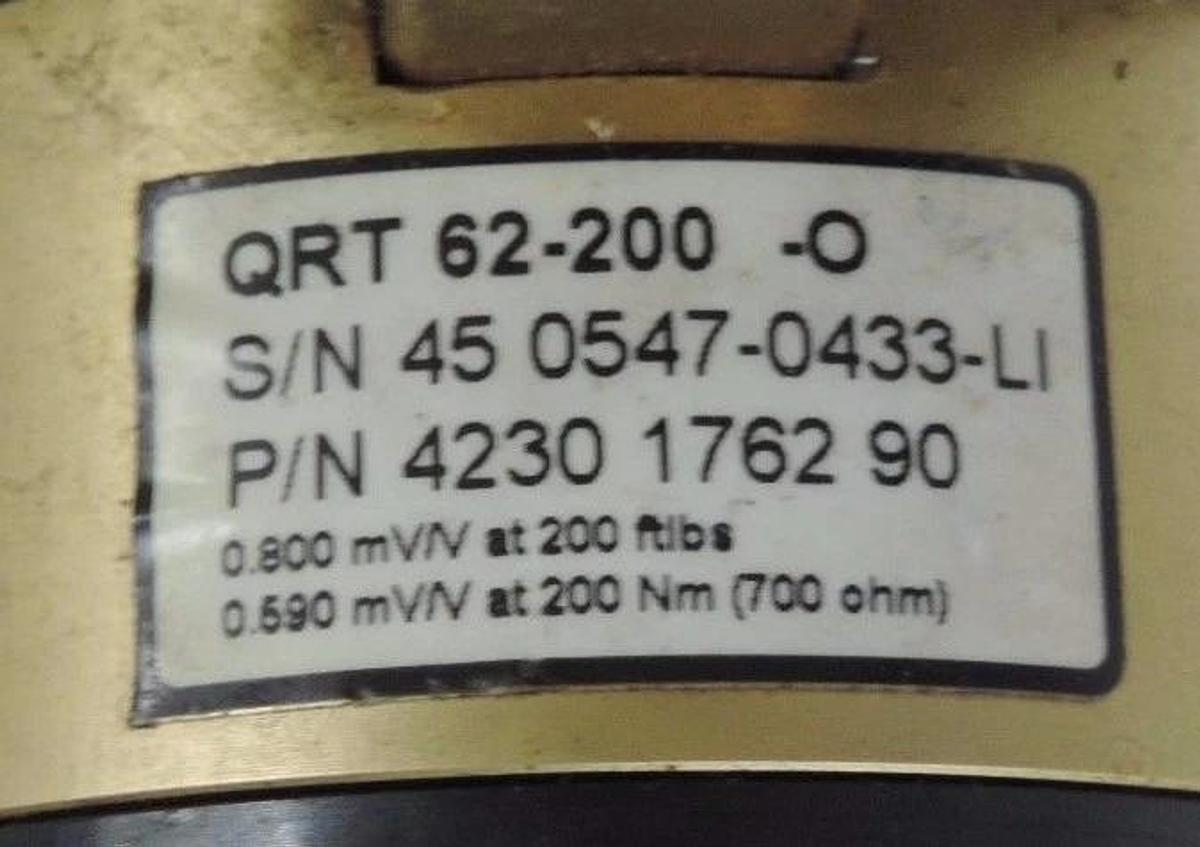 Used ATLAS COPCO QRT-62-200-O NUT RUNNER W/ BSM-28120A-R2.5 SERVO & QMR-62-32-ROT