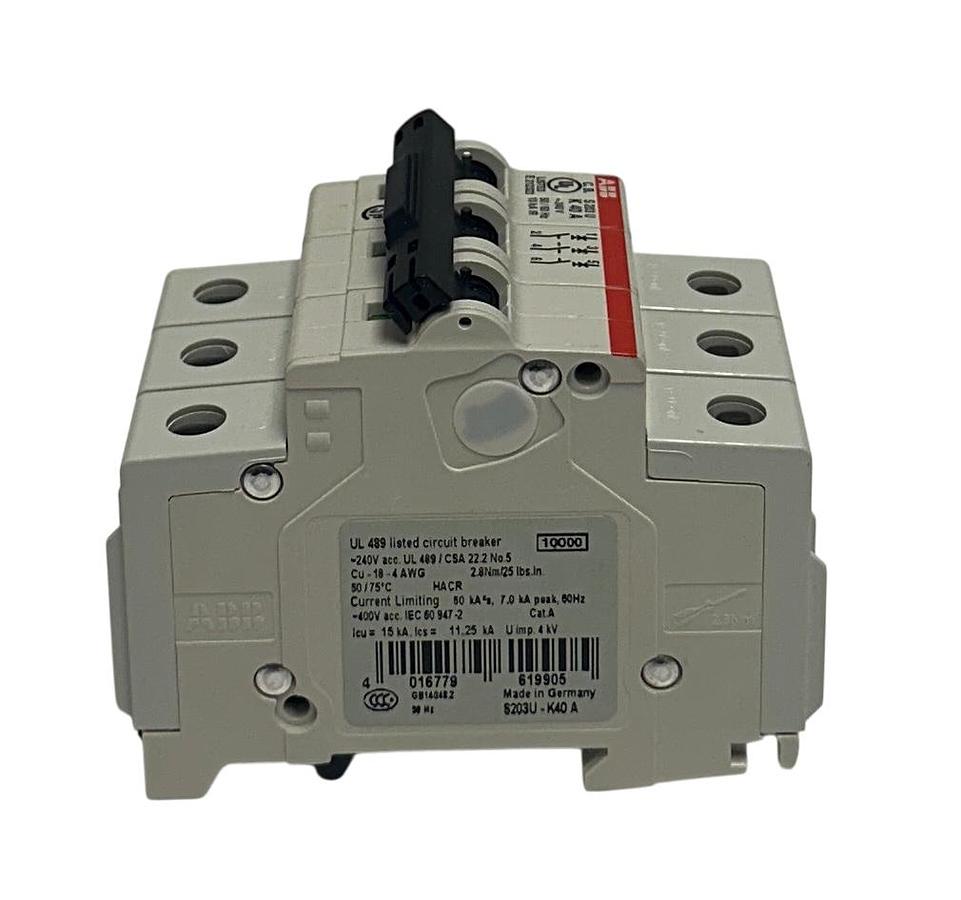 Used ABB S203U-K40A / S203UK40A MINI CIRCUIT BREAKER 240V 50/60Hz 40A 10kA NSNP