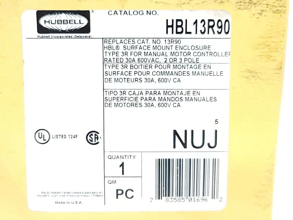 Used NIB HUBBELL HBL13R90 SURFACE MOUNT ENCLOSURE 30A